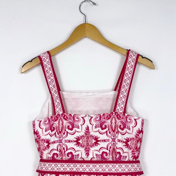 Talbots Women's Printed Tie Waist Midi Dress Size 6 Petite Pink Medallion - Picture 11 of 16
